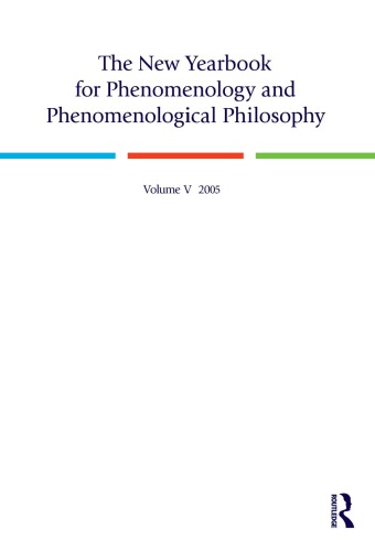 The New Yearbook For Phenomenology And Phenomenological Philosophy Volume 5 1st Edition Burt Hopkins