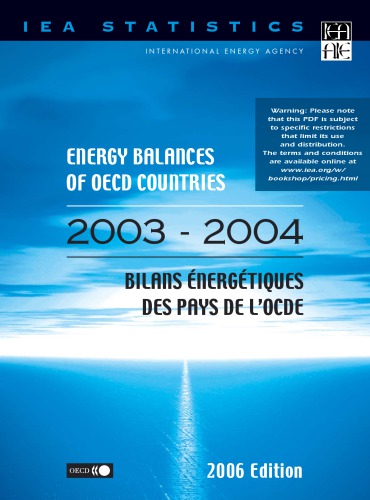 Energy Balances Of Oecd Countries 20032004 Bilans Energetiques Des Pays De Locde 20032004 2006 Ed Oecd