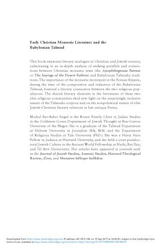 Early Christian Monastic Literature And The Babylonian Talmud 1st Edition Michal Barasher Siegal
