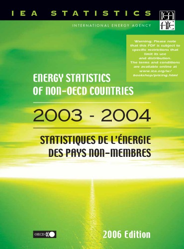 Energy Statistics Of Nonoecd Countries 20032004 Statistiques De Lenergie Des Pays Non Membres 20032004 2006 Ed Oecd