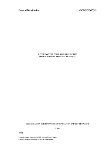 Report Of The Final Ring Test Of The Daphnia Magna Reproduction Test Oecd