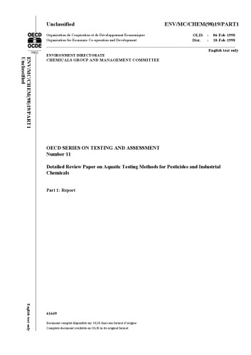 Detailed Review Paper On Aquatic Testing Methods For Pesticides And Industrial Chemicals Oecd
