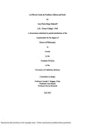 La Fille Du Comte De Ponthieu Edition And Study Jeanpierre Serge Makeieff