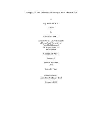 Developing The First Preliminary Dictionary Of North American Jarai Lap Minh Siu