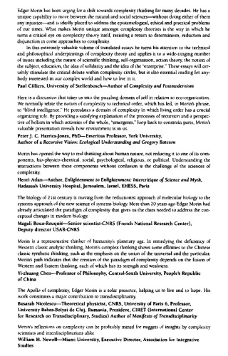 On Complexityadvances In Systems Theory Complexity And The Human Sciences Edgar Morin