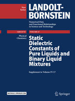 Static Dielectric Constants Of Pure Liquids And Binary Liquid Mixtures Supplement To Volume Iv17 1st Edition Christian Wohlfarth