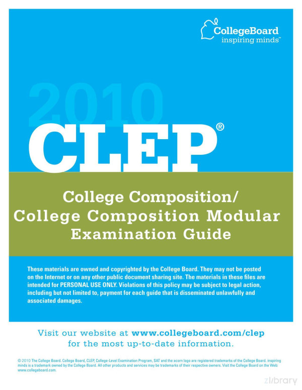 Clep College Compositioncollege Composition Modular Examination Guide College Board