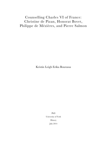 Counselling Charles Vi Of France Christine De Pizan Honorat Bovet Philippe De Mzires And Pierre Salmon Kristin Leigh Erika Bourassa