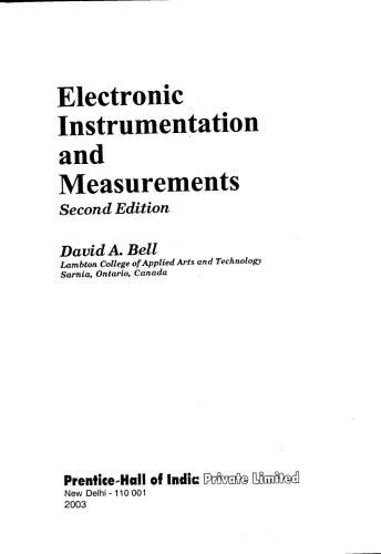 Electronic Instrumentation And Measurements 2nd David A Bell