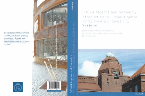 Sf1624 Algebra And Geometry Introduction To Linear Algebra For Science Engineering 3rd Daniel Norman