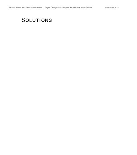 Digital Design And Computer Architecture Arm Edition Solution Manual Sarah L Harris