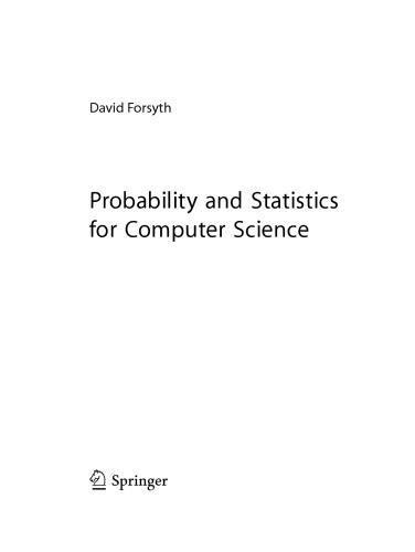 Probability And Statistics For Computer Science David Forsyth