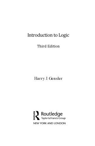 Introduction To Logic 3rd Ed Harry J Gensler