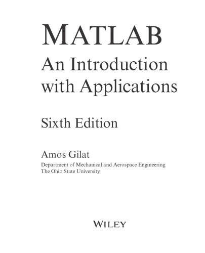Matlab An Introduction With Applications 6th Edition Amos Gilat
