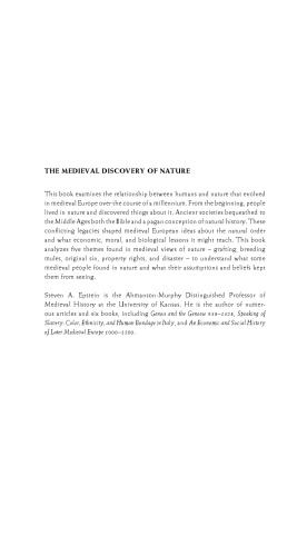 The Medieval Discovery Of Nature Steven A Epstein