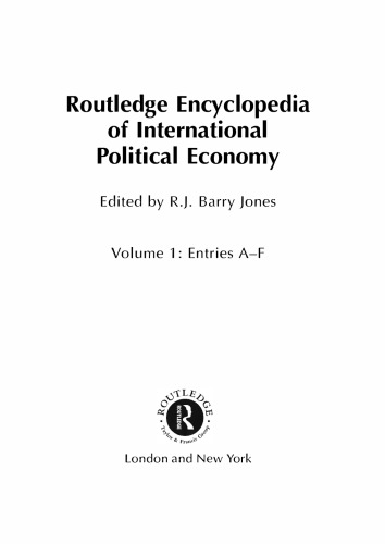 Routledge Encyclopedia Of International Political Economy 3 Volumes Rj Barry Jones Ed