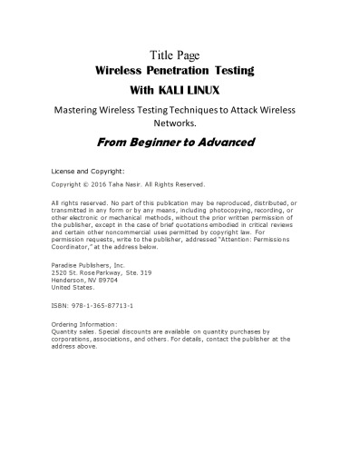 Wireless Penetration Testing With Kali Linux 1st Taha Nasir