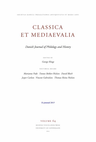 Classica Et Mediaevalia Danish Journal Of Philology And History George Hinge