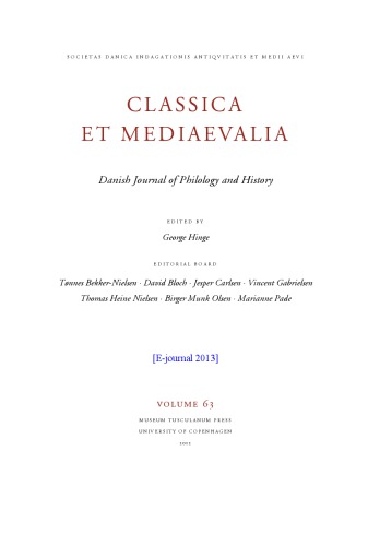 Classica Et Mediaevalia Danish Journal Of Philology And History George Hinge