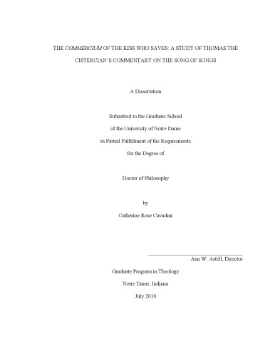 The Commercium Of The Kiss Who Saves A Study Of Thomas The Cistercians Commentary On The Song Of Songs Catherine Rose Cavadini