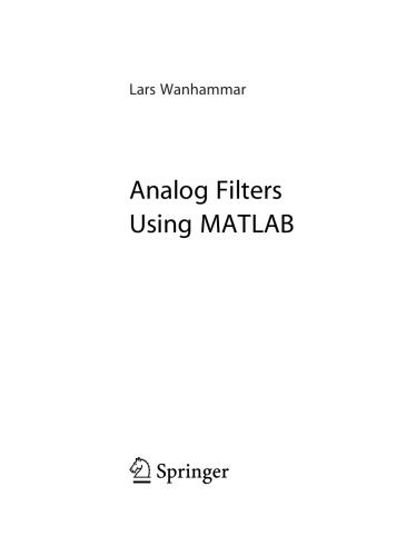 Analog Filters Using Matlab Lars Wanhammar