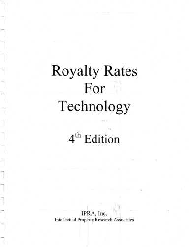 Royalty Rates For Technology 4th Russell L Parr