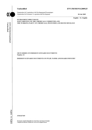 Emission Scenario Document On Pulp Paper And Board Industry Oecd