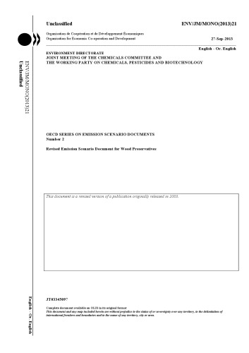 Revised Emission Scenario Document For Wood Preservatives Oecd