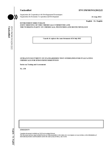 Guidance Document On Standardised Test Guidelines For Evaluating Chemicals For Endocrine Disruption Oecd
