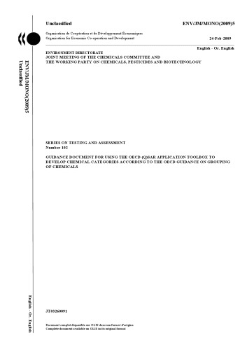 The Guidance Document For Using The Oecd Qsar Application Toolbox To Develop Chemical Categories According To The Oecd Guidance On Grouping Chemicals Oecd