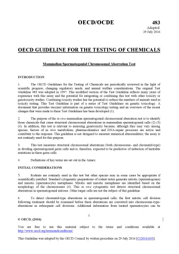 Test No 483 Mammalian Spermatogonial Chromosomal Aberration Test Oecd