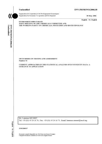 Current Approaches In The Statistical Analysis Of Ecotoxicity Data A Guidance To Application Oecd