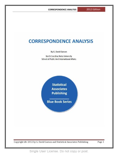 Correspondence Analysis G David Garson