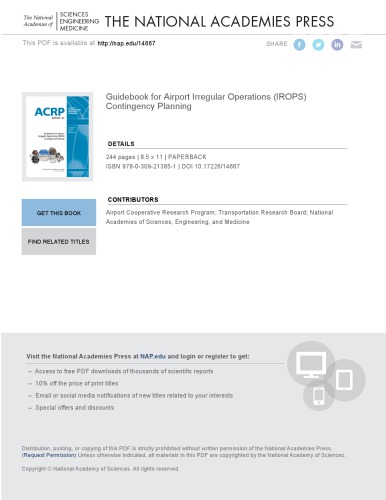 Guidebook For Airport Irregular Operations Irops Contingency Planning Nash