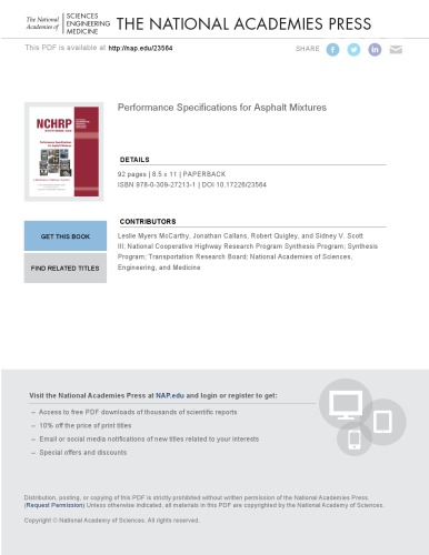 Performance Specifications For Asphalt Mixtures Callans Jonathan Mccarthy