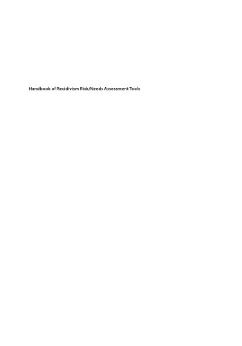 Handbook Of Recidivism Riskneeds Assessment Tools Desmarais