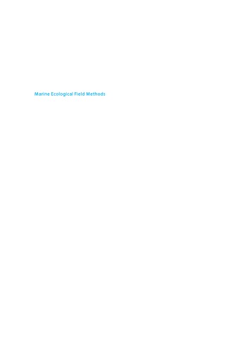 Marine Ecological Field Methods A Guide For Marine Biologists And Fisheries Scientists Salvanes