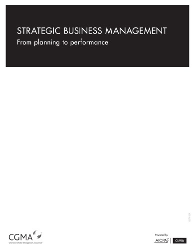 Strategic Business Management From Planning To Performance 1st Edition Cokins