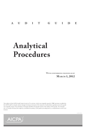 Analytical Procedures With Conforming Changes As Of March 1 2012 Aicpa