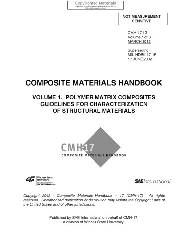 Composite Materials Handbook Volume 1 Polymer Matrix Composites Guidelines For Characterization Of Structural Materials