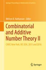 Combinatorial And Additive Number Theory Ii Cant New York Ny Usa 2015 And 2016 1st Edition Melvyn B Nathanson Eds