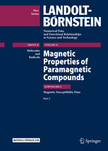 Magnetic Properties Of Paramagnetic Compounds Magnetic Susceptibility Data Part 3 1st Edition R T Pardasani