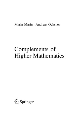 Complements Of Higher Mathematics Marin Marin Andreas Chsner