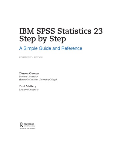Ibm Spss Statistics 23 Step By Step A Simple Guide And Reference Darren George