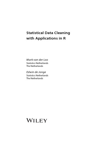 Statistical Data Cleaning With Applications In R Mark Van Der Loo