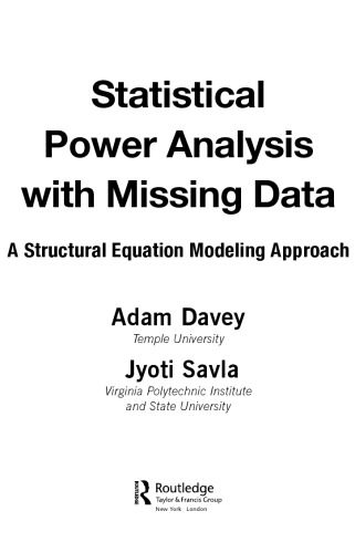 Statistical Power Analysis With Missing Data A Structural Equation Modeling Approach Adam Davey