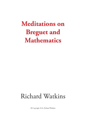 Breguet Watchmaking Horology Complication Richard Watkins