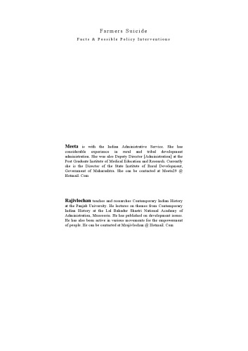 Farmers Suicide Facts Possible Policy Interventions Meeta Rajivlochan