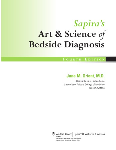 Sapiras Art Science Of Beside Diagnosis 4th Jane M Orient