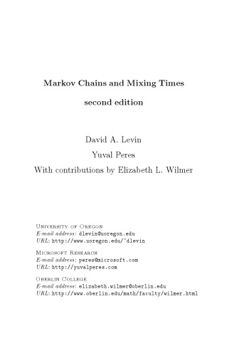 Markov Chains And Mixing Times 2nd David A Levin Yuval Peres